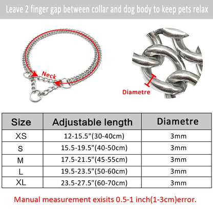 Premium Steel Training Chain Collar - Professional Dog Control