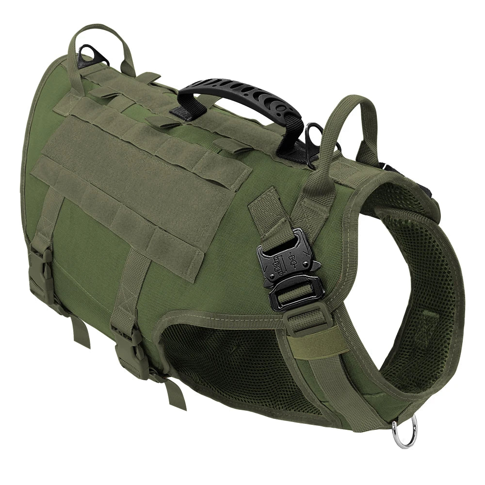 Tactical Dog Harness Military Style with Storage Bag for Large Dogs Green CHINA