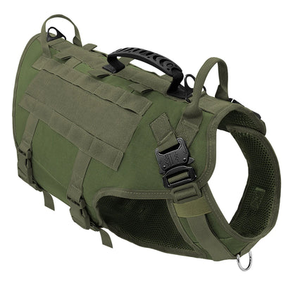 Tactical Dog Harness Military Style with Storage Bag for Large Dogs Green CHINA