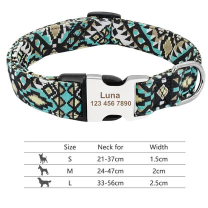 Custom Dog Collar with Free Engraving - Personalized Pet ID Nylon 019 Black