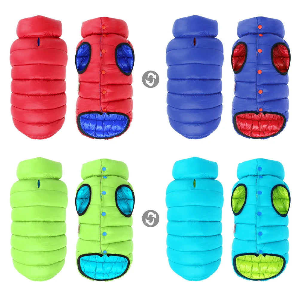 Waterproof Dog Winter Jacket Reversible - 3 Layer Warm Vest Coat