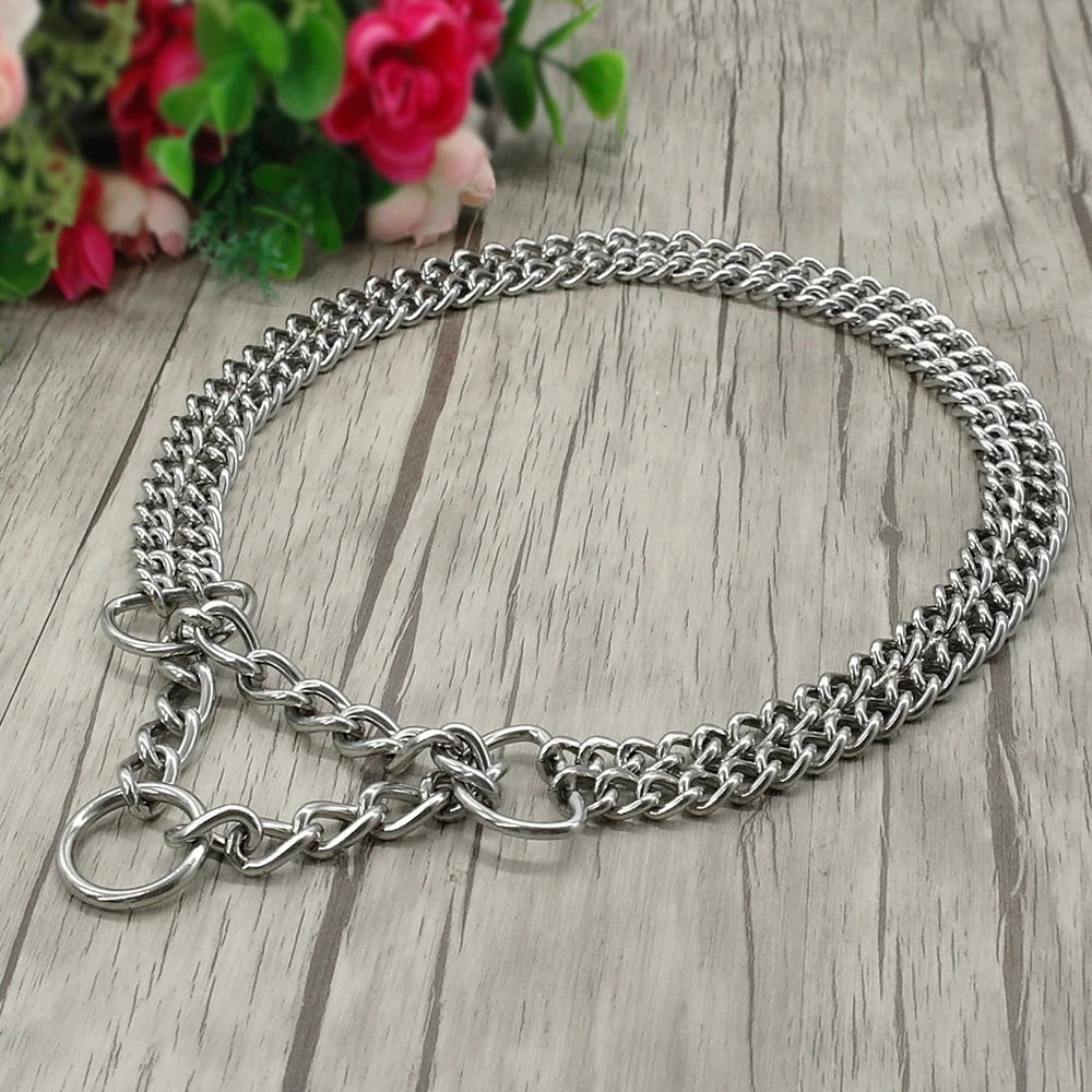Premium Steel Training Chain Collar - Professional Dog Control