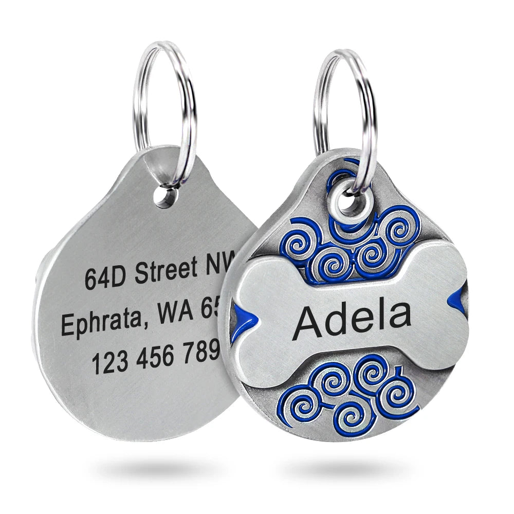 Custom Dog Tag with Free Engraving - Personalized Pet ID Metal Blue M