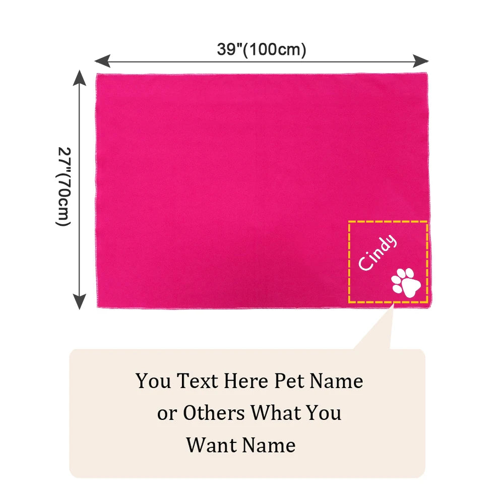Personalized Dog Blanket Coral Fleece - Custom Pet Name & Paw Print