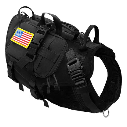 Tactical Dog Harness Military Style with Storage Bag for Large Dogs Black with bag CHINA
