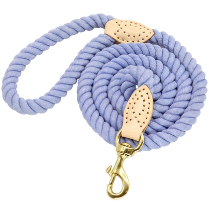 150cm Round Cotton Dog Leash - Soft Braided Training Lead Blue 150cm