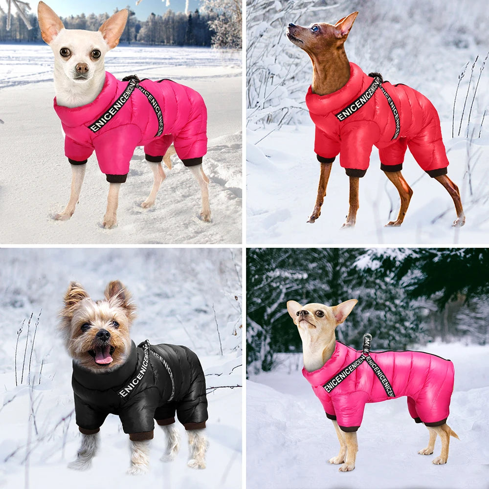 Winter Dog Jacket - Waterproof Reflective Harness Coat S-XXL