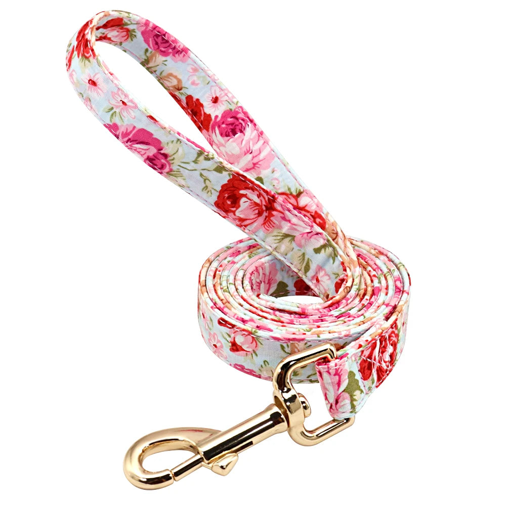 Personalized Dog Collar and Leash Set with Custom ID Tag Pink Leash