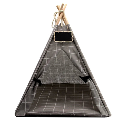 Cat Teepee Tent Bed - Cozy Indoor Pet House with Cushion Gray 42x45x50cm