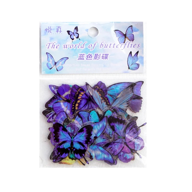 Butterfly Stickers Set - 40 PET Transparent Decals Pack 3--FSD41F4SD