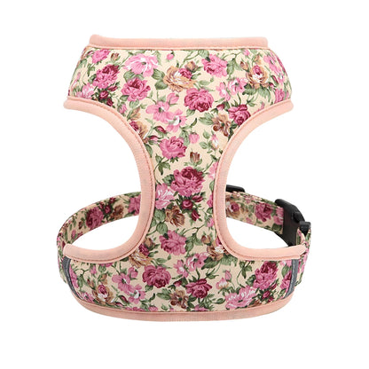 Dog Harness and Leash Set - Breathable Padded Vest with Floral Print Beige Harness