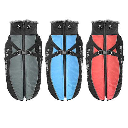 Reflective Dog Winter Jacket with Harness - Waterproof Warm Coat for Large Dogs