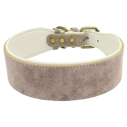Wide Padded Leather Dog Collar for Large Dogs Black