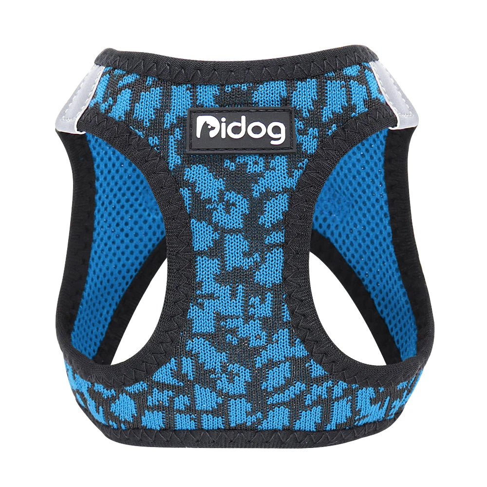 No Pull Mesh Dog Harness - Reflective & Adjustable for Small Dogs Blue