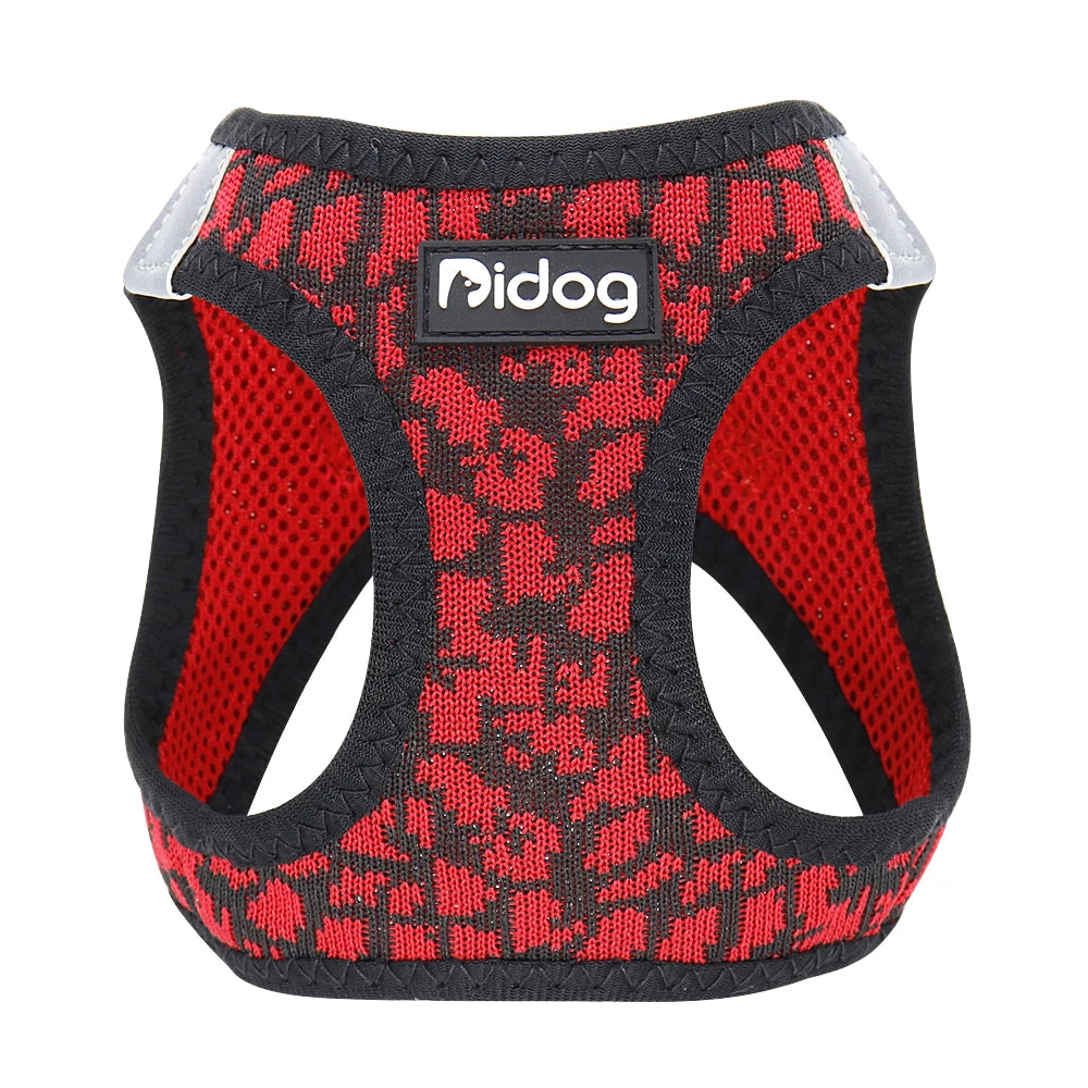 No Pull Mesh Dog Harness - Reflective & Adjustable for Small Dogs Red