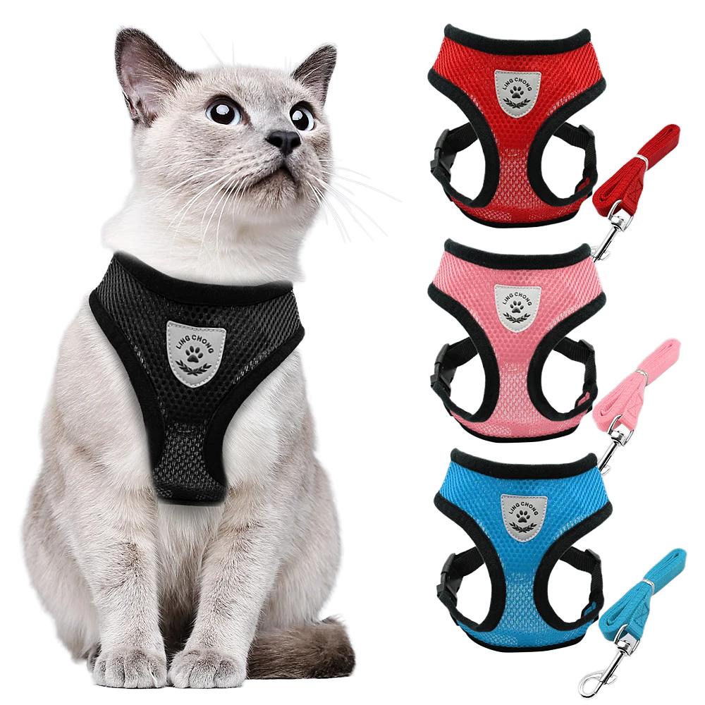 Breathable Mesh Cat Harness with Leash - Reflective Pet Safety