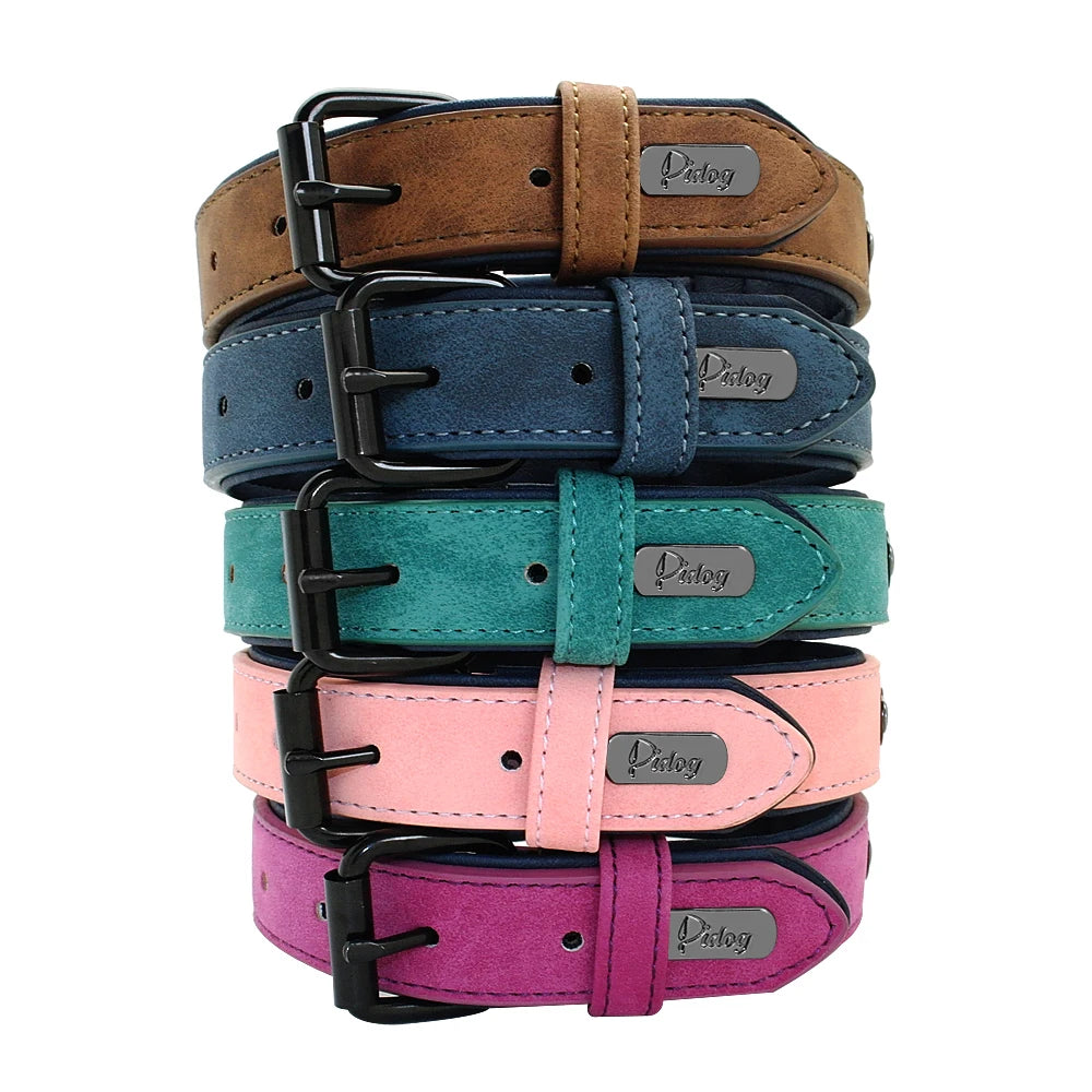 Premium Padded Leather Dog Collar - Comfort & Style for All Breeds