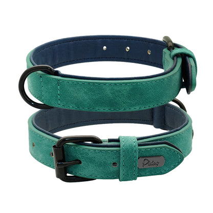 Premium Padded Leather Dog Collar - Comfort & Style for All Breeds green