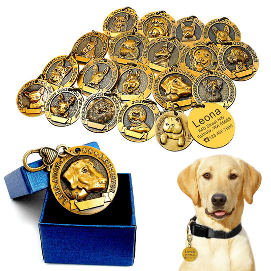 Personalized Dog ID Tag Copper Plated - Custom Engraved Pet Nameplate