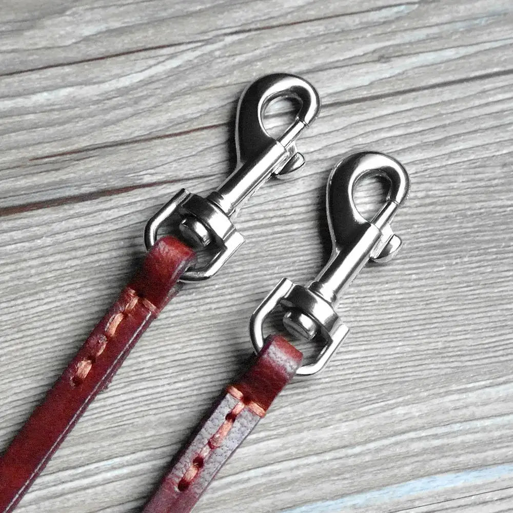 Double Dog Leash Leather Coupler for Walking Two Small Dogs