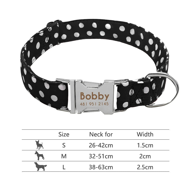 Personalized Dog Collar with Engraved ID - Reflective Nylon Safety 008-Black