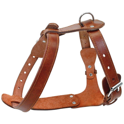 Genuine Leather Dog Harness - Premium Brown Training Vest