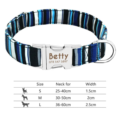 Personalized Dog Collar with Engraved ID - Reflective Nylon Safety 012-Blue