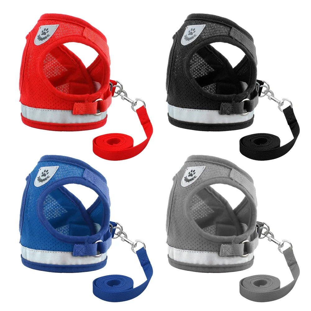 Cat Harness Leash Set - Reflective Mesh Vest for Small Pets