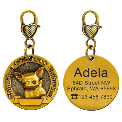 Personalized Dog ID Tag Copper Plated - Custom Engraved Pet Nameplate Chihuahua M