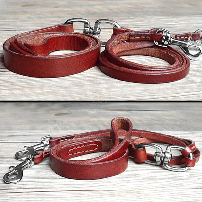 Double Dog Leash Leather Coupler for Walking Two Small Dogs