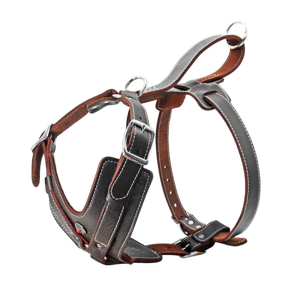 Leather Dog Harness Large Dogs - Training Vest with Control Handle