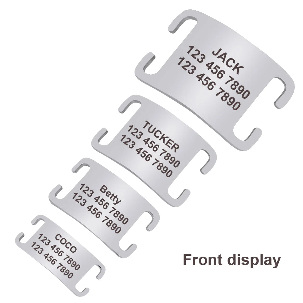 Personalized Dog ID Tag Stainless Steel - Custom Engraved Name Plate WHITE