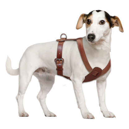 Genuine Leather Dog Harness - Premium Brown Training Vest