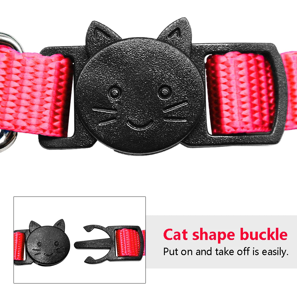 Personalized Cat Collar with Safety Breakaway & Bell - Custom