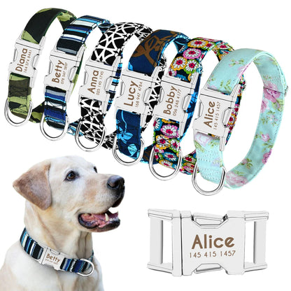 Personalized Dog Collar with Engraved ID - Reflective Nylon Safety