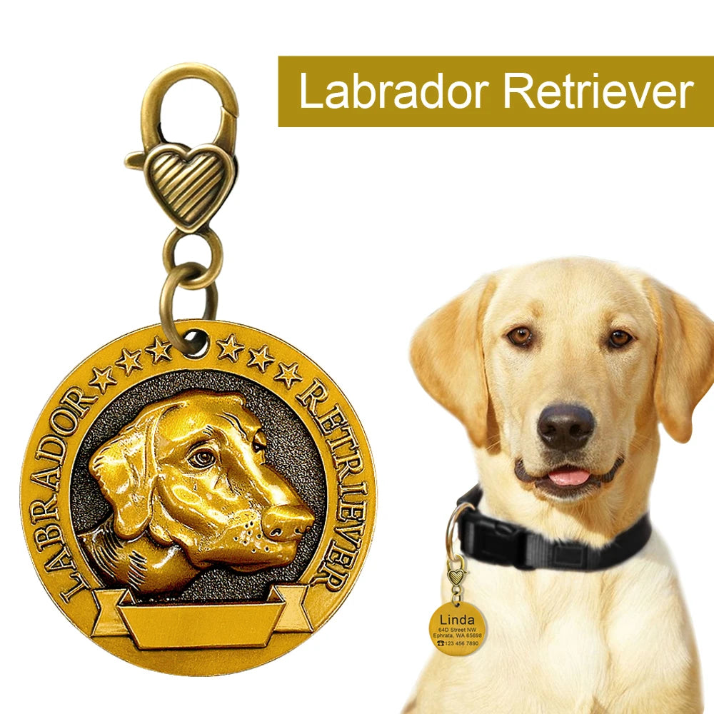 Personalized Dog ID Tag Copper Plated - Custom Engraved Pet Nameplate