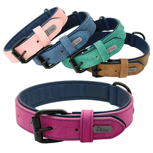 Premium Padded Leather Dog Collar - Comfort & Style for All Breeds