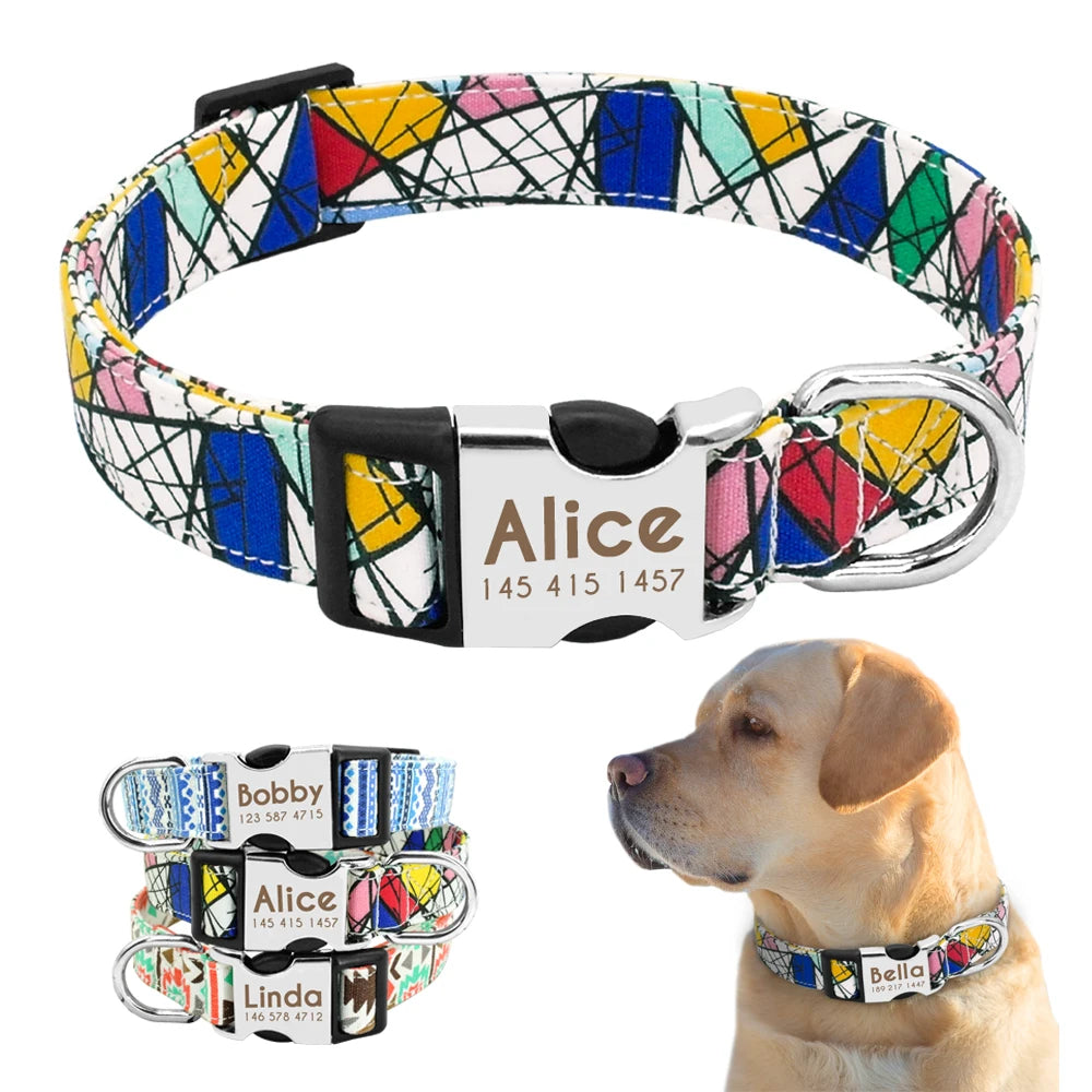 Personalized Dog Collar with Engraved ID - Reflective Nylon Safety