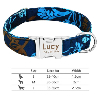 Personalized Dog Collar with Engraved ID - Reflective Nylon Safety 011-Blue