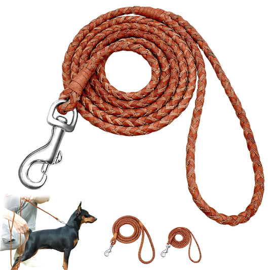 Premium Rolled Leather Dog Leash - Small & Medium Dogs - 4ft