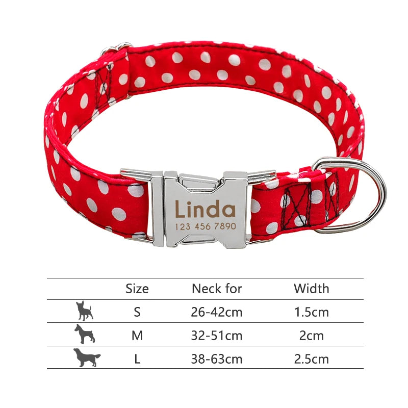 Personalized Dog Collar with Engraved ID - Reflective Nylon Safety 008-Red