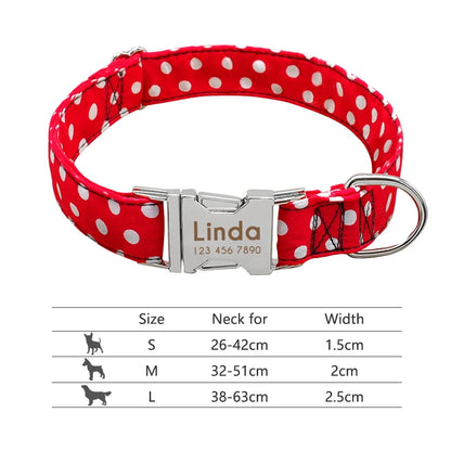 Personalized Dog Collar with Engraved ID - Reflective Nylon Safety 008-Red