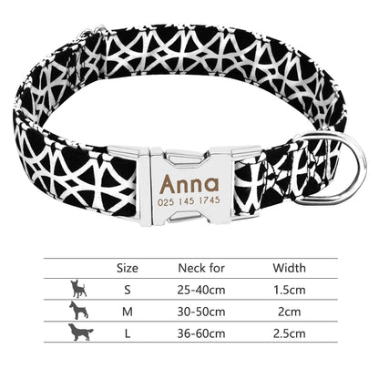 Personalized Dog Collar with Engraved ID - Reflective Nylon Safety 012-Black