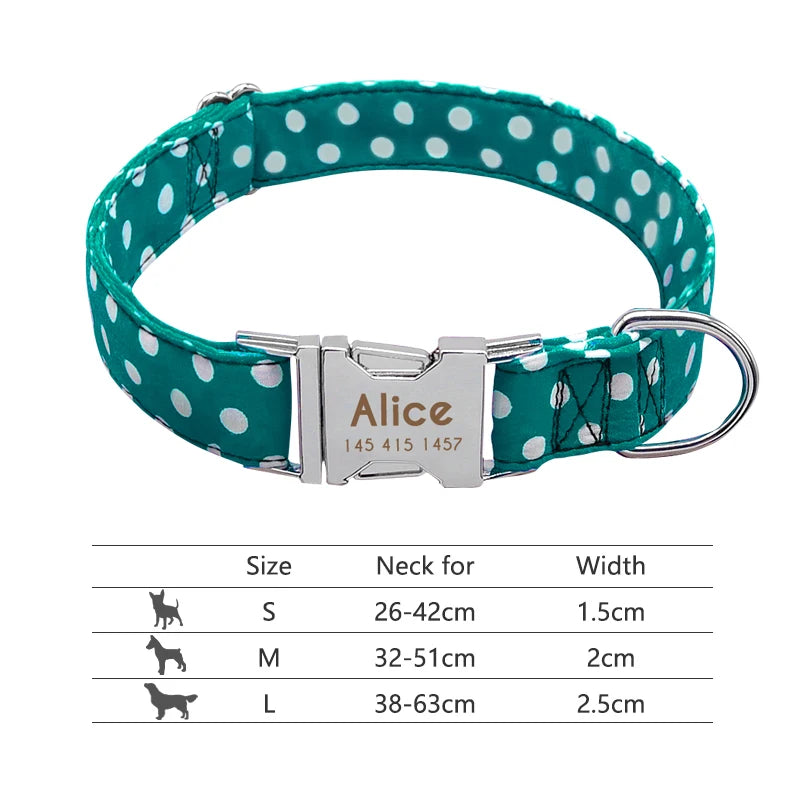 Personalized Dog Collar with Engraved ID - Reflective Nylon Safety 008-Blue