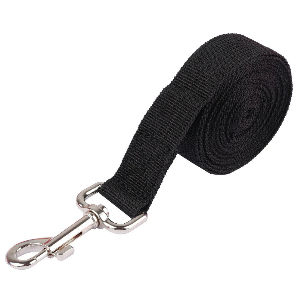 Long Dog Training Leash - Nylon Recall Rope for Large Dogs 5-20m Black