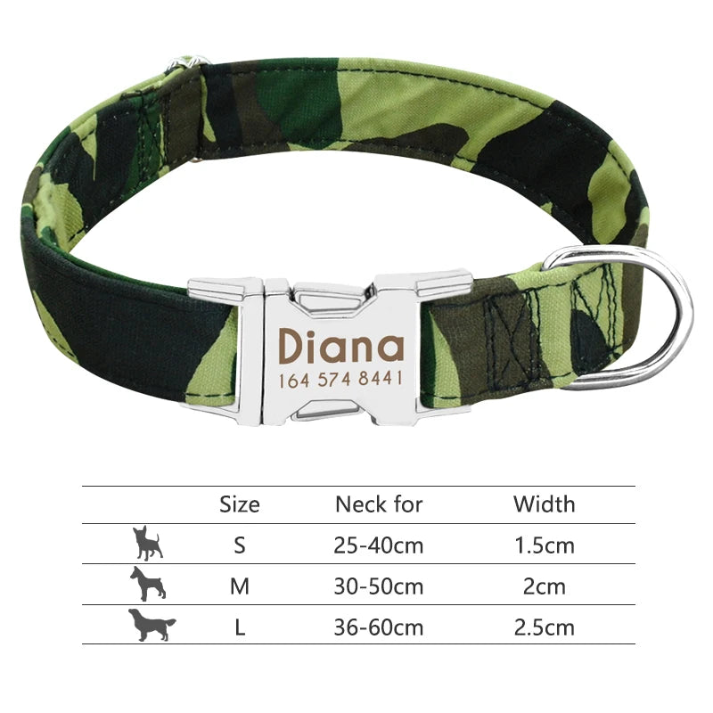 Personalized Dog Collar with Engraved ID - Reflective Nylon Safety 012-Green