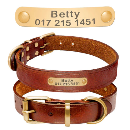 Custom Leather Dog Collar - Free Engraving Personalized Pet ID