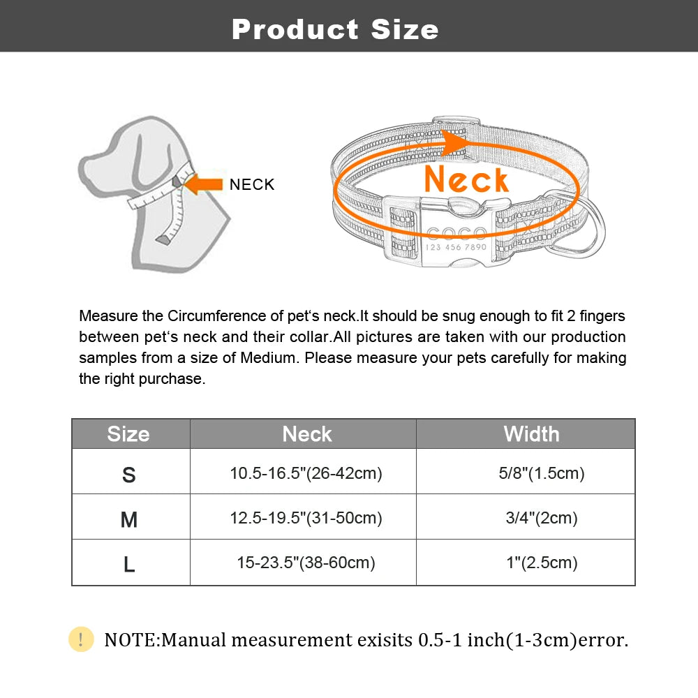 Personalized Dog Collar with Engraved ID - Reflective Nylon Safety