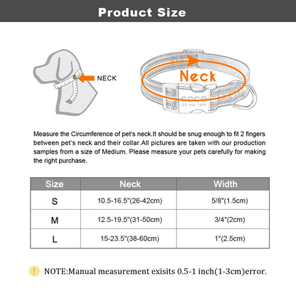 Personalized Dog Collar with Engraved ID - Reflective Nylon Safety
