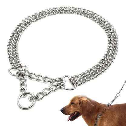 Premium Steel Training Chain Collar - Professional Dog Control